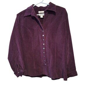 Christopher & Banks Purple Corduroy Button-Up Shacket Womens XL 99% Cotton 1% Sp